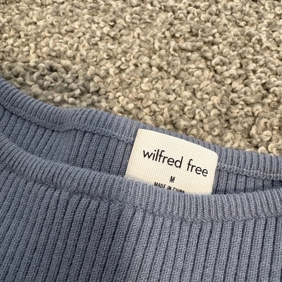 NWT Wilfred Free Cut-out Mini Knit Dress in Granite Blue Size Medium - Picture 4 of 10